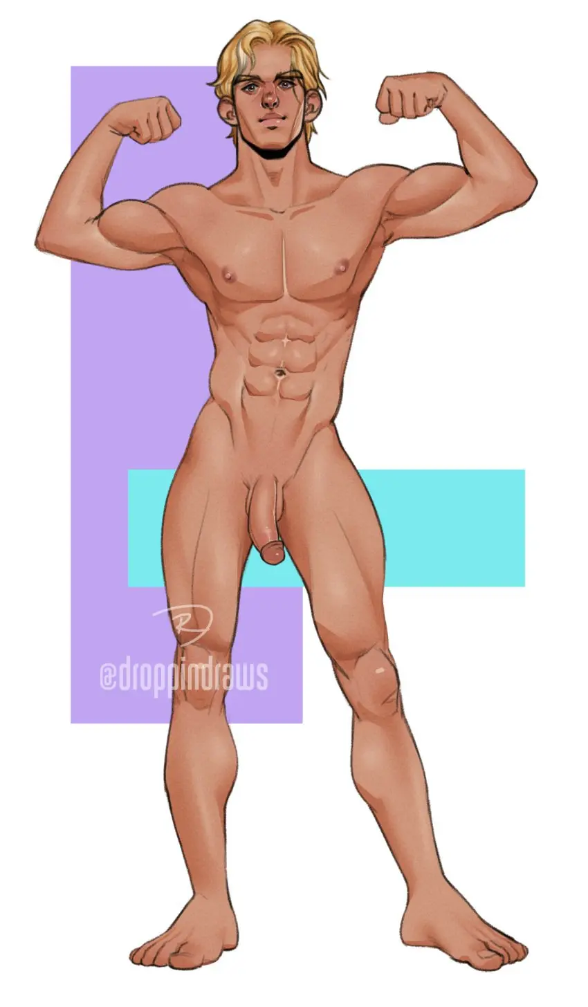 Image hi_res,highres,nipples,1boy,male,nude,penis,2021,muscular,muscular_male,male_only,yaoi,balls,blonde_hair,completely_nude,bara,male_nipples,completely_nude_male,droppindraws