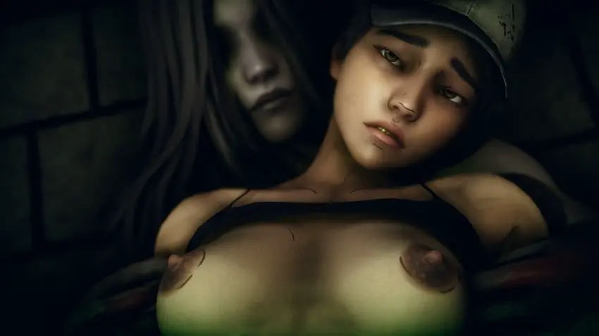 Image breasts,female,long_hair,nipples,2girls,black_hair,short_hair,dark_skin,interracial,areolae,medium_breasts,lips,petite,dark-skinned_female,3d,yuri,erect_nipples,crossover,toned,toned_female,long_nails,shirt_up,the_walking_dead,the_walking_dead_game,clementine_(the_walking_dead),magichat,alma_wade,f.e.a.r.