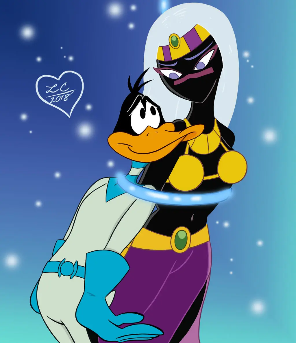 Image female,alien,alien_girl,looney_tunes,warner_brothers,alien_humanoid,duck_dodgers,martian,martian_(duck_dodgers),queen_tyr'ahnee,daffy_duck,duck,liamcampbell