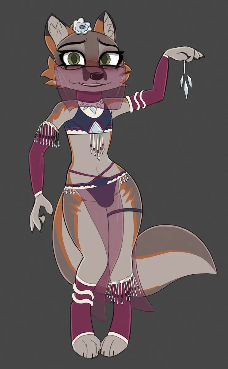 Image solo,1boy,male,furry,femboy,trap,green_eyes,gay,eyeshadow,makeup,brown_fur,fox,yitexity