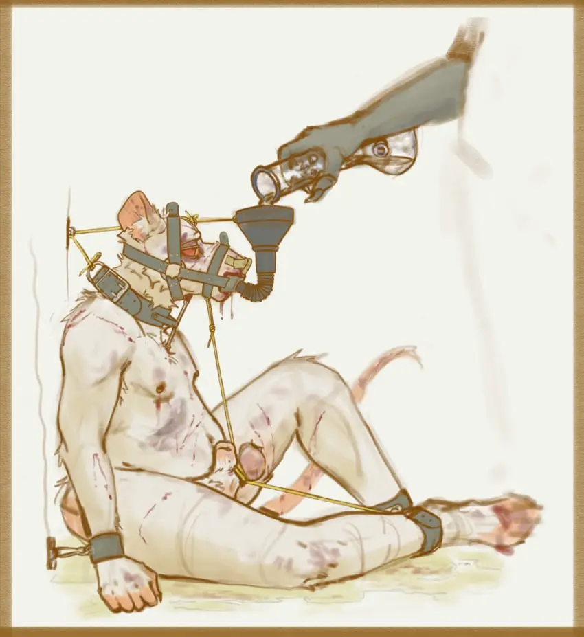 Image hi_res,solo,male,furry,male_only,balls,anthro,absurd_res,blood,blood_in_mouth,blood_on_face,genital_fluids,humiliation,collar,bong,bodily_fluids,genitals,mammal,submissive_male,forced,submissive,bondage,torture,murid,nosebleed,degradation,bound,gag,restraints,murine,rat,rodent,peeing,cuff_(restraint),wrist_cuffs,drugs,marijuana,urine,watersports,bruised,pain,floating_hands,male_ryona,muzzle_(object),muzzled,ankle_cuffs,bruised_balls,toilet_slave,bong_water,blood_from_mouth,predicament_bondage,living_urinal,torture_device,bruised_face,bruised_arm,bruised_belly,bruised_eye,bruised_leg,contort_desire,funnel_gag,implied_pee,toilet_(contort_desire)