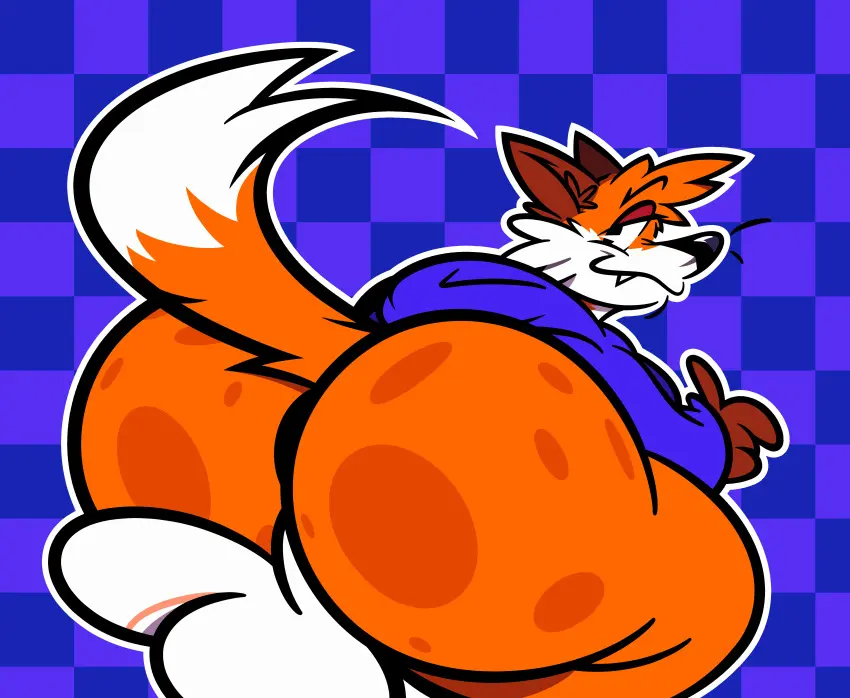 Image clothed,clothing,hi_res,looking_at_viewer,simple_background,smile,solo,standing,male,tail,ass,bedroom_eyes,big_butt,huge_butt,looking_back,seductive,thick_thighs,wide_hips,smiling_at_viewer,male_only,digital_drawing_(artwork),digital_media_(artwork),shadow,teeth,balls,anthro,anus,absurd_res,presenting,big_balls,bent_over,canid,canine,genitals,mammal,rear_view,black_nose,narrowed_eyes,hyper_butt,2024,presenting_hindquarters,hoodie,fox,markings,toony,topwear,dipstick_tail,raised_tail,tail_markings,looking_back_at_viewer,hyper,blue_clothing,blue_topwear,whiskers,pattern_background,checkered,half_naked,blue_hoodie,jaymisc,soups_(superiorfox),butt_markings
