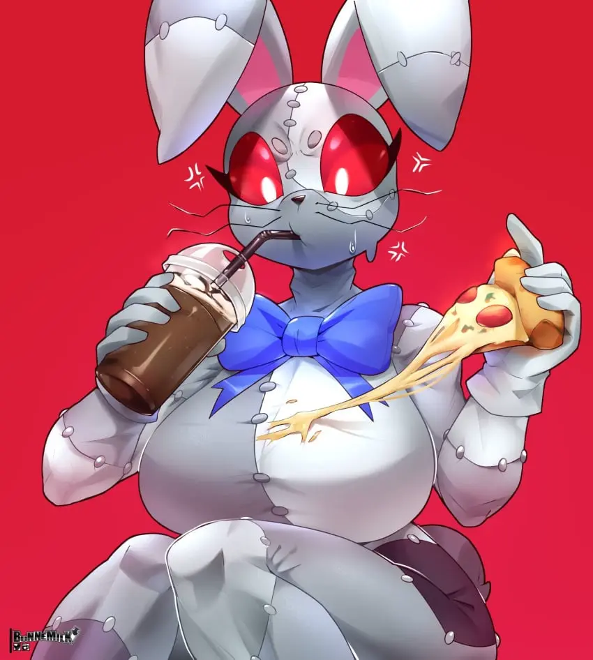 Image 1girls,bow,female,red_eyes,solo,gloves,watermark,artist_name,solo_female,sitting,looking_down,bunny_ears,bunny_girl,rabbit_ears,grey_body,multicolored_body,two_tone_body,cropped_legs,angry,video_games,artist_logo,cropped,logo,rabbit,bowtie,drinking,red_background,bow_ribbon,video_game,video_game_character,video_game_franchise,cup,rabbit_girl,five_nights_at_freddy's,fnaf,scottgames,food,bunny_costume,pizza,bunnygirl,bunny,five_nights_at_freddy's:_security_breach,steel_wool_studios,vanny,vanny_(fnaf),rabbit_humanoid,drink,bow_tie,sitting_down,glove,buttons,drinking_straw,gloved_hands,pizza_slice,button,bunnemilk,stiches