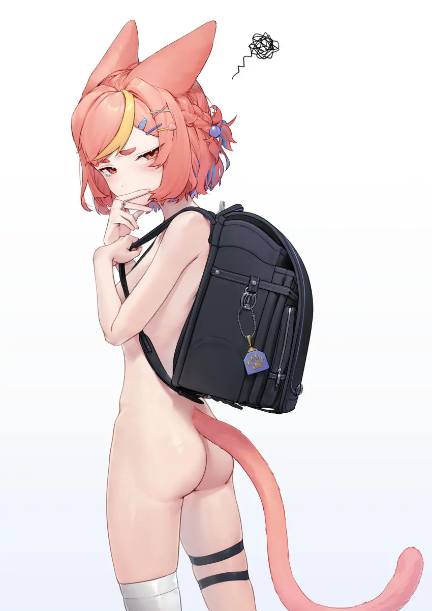 Image 1girls,breasts,female,nude,ass,cat_ears,catgirl,tagme,cat_tail,backpack,lingxia