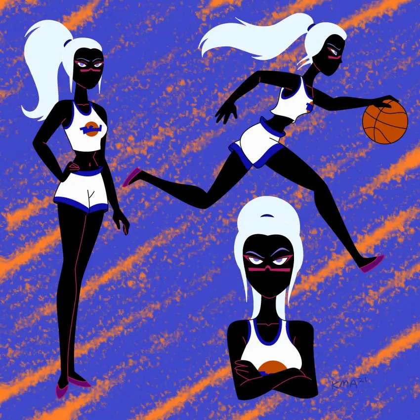 Image female,alien,alien_girl,looney_tunes,warner_brothers,alien_humanoid,duck_dodgers,martian,martian_(duck_dodgers),queen_tyr'ahnee,space_jam,basketball_uniform,basketball,nerdsman567