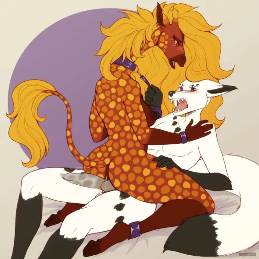 Image blush,breasts,female,hi_res,looking_at_viewer,nipples,open_mouth,simple_background,cum,male,nude,penis,tail,ass,sex,duo,erection,cowgirl_position,hair,male/female,anthro,piercing,blonde_hair,after_sex,looking_pleasured,genital_fluids,collar,straddling,bodily_fluids,canid,canine,fur,genitals,mammal,multicolored_body,multicolored_fur,two_tone_body,two_tone_fur,black_body,horn,ear_piercing,dominant,dominant_male,orange_body,bondage,white_body,leash,from_front_position,animal_genitalia,fox,knot,markings,tuft,hooves,orange_fur,white_fur,vaginal_fluids,black_fur,anthro_on_anthro,orange_markings,yellow_markings,hand_on_leg,hand_on_thigh,true_fox,collar_only,spots,tail_tuft,on_bottom,on_top,leash_pull,leather,arctic_fox,giraffe,giraffid,ossicone,yellow_spots,snarling,bottom_on_top,dewclaw_hooves,kaylii,arcturus_maple,mae_(kaylii)