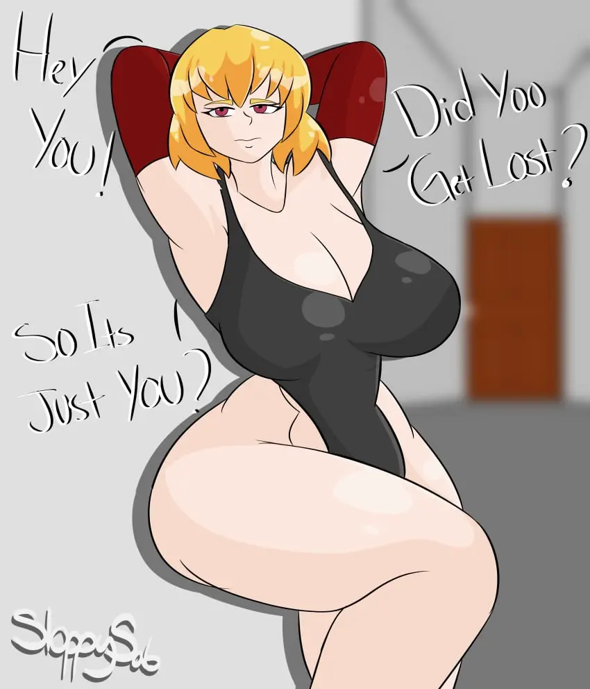 Image big_breasts,breasts,female,red_eyes,solo,solo_female,solo_focus,blonde_hair,big_thighs,big_hips,anime,overlord_(maruyama),sloppy_sab,clementine_(overlord)