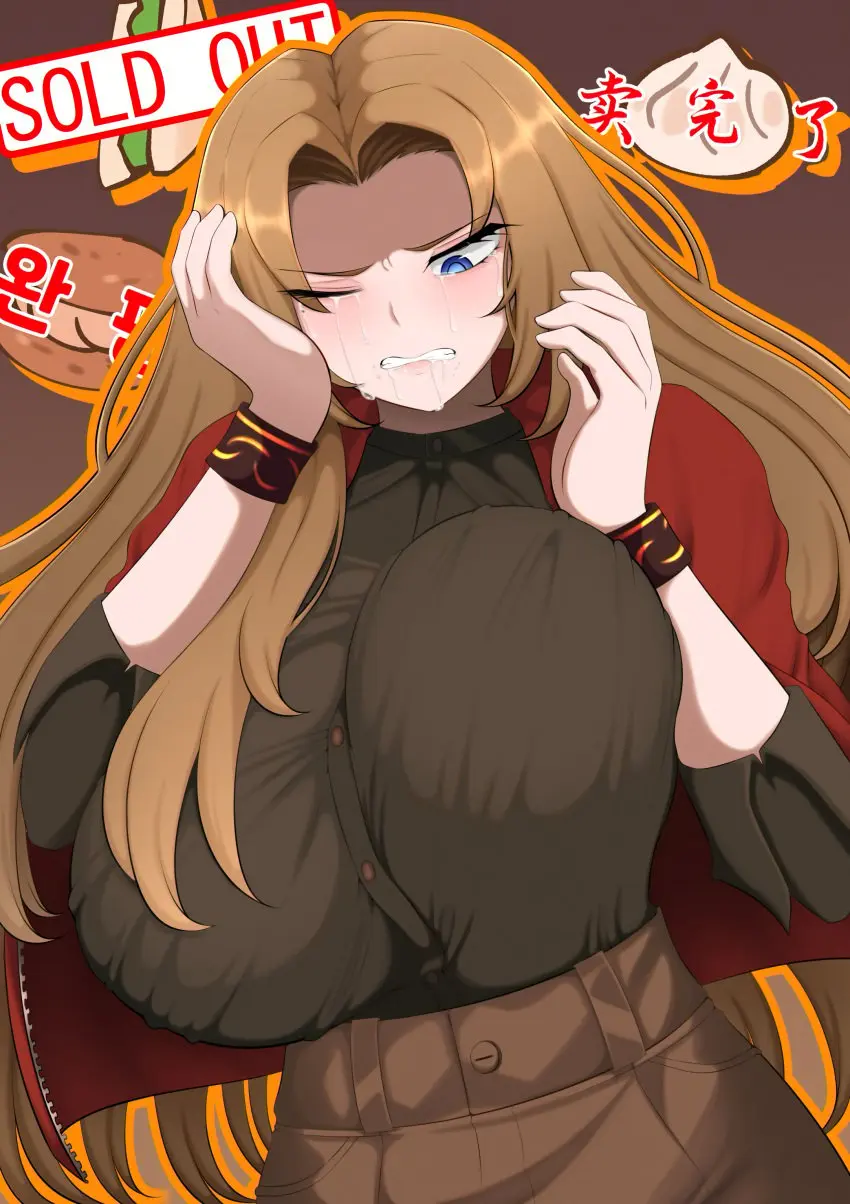 Image 1girls,big_breasts,blush,breasts,clothing,female,long_hair,blue_eyes,brown_hair,tight_clothing,bouncing_breasts,project_moon,limbus_company,rodion_(limbus_company)