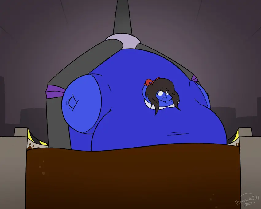 Image 1girls,big_breasts,bow,breasts,female,black_hair,big_belly,tagme,blueberry_inflation,inflation,spherical_inflation,expansion,breast_expansion,blue_skin,blue_dress,machine,sunken_head,bow_ribbon,sunken_limbs,immobile,red_bow,belly_expansion,chocolate,factory,pinnacle22,bluev,bow_on_head,claw_machine,crane_(machine),the_factory_saga