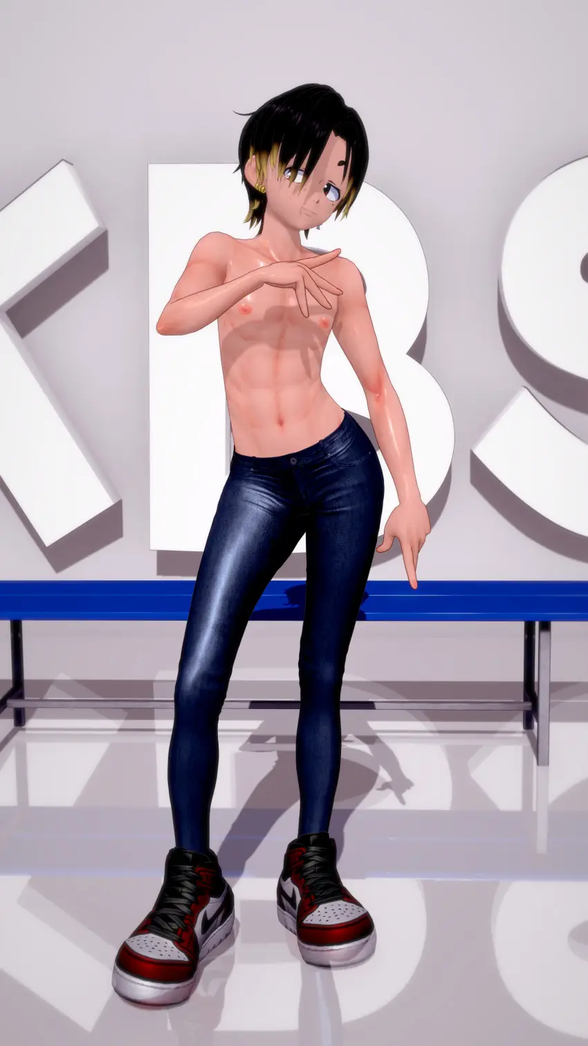 Image breasts,breasts_out,1boy,male,cute_male,male_only,yaoi,3d,male_focus,younger_male,partially_nude,realm_shota