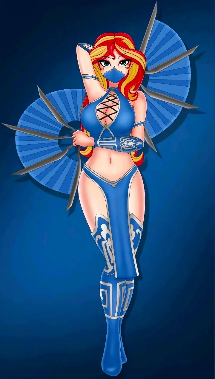 Image 1girls,big_breasts,breasts,female,large_breasts,light-skinned_female,long_hair,looking_at_viewer,solo,red_hair,blue_background,two_tone_hair,cleavage,green_eyes,cleavage_cutout,artist_request,revealing_clothes,yellow_hair,equestria_girls,friendship_is_magic,hasbro,my_little_pony,blue_legwear,cosplay,mask,boob_window,blue_clothing,blue_topwear,2020,masked_female,mortal_kombat,deviantart,mortal_kombat_(2011),crossover_cosplay,sunset_shimmer,deviantart_link,kitana_(cosplay)
