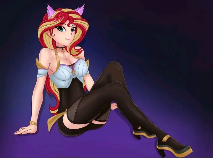 Image 1girls,female,light-skinned_female,light_skin,long_hair,simple_background,solo,animal_ears,black_legwear,two_tone_hair,clothed_female,green_eyes,heels,high_heels,league_of_legends,equestria_girls,friendship_is_magic,hasbro,my_little_pony,strapless,riot_games,cosplay,2020,deviantart,crossover_cosplay,sunset_shimmer,deviantart_link,k/da_ahri_(cosplay)