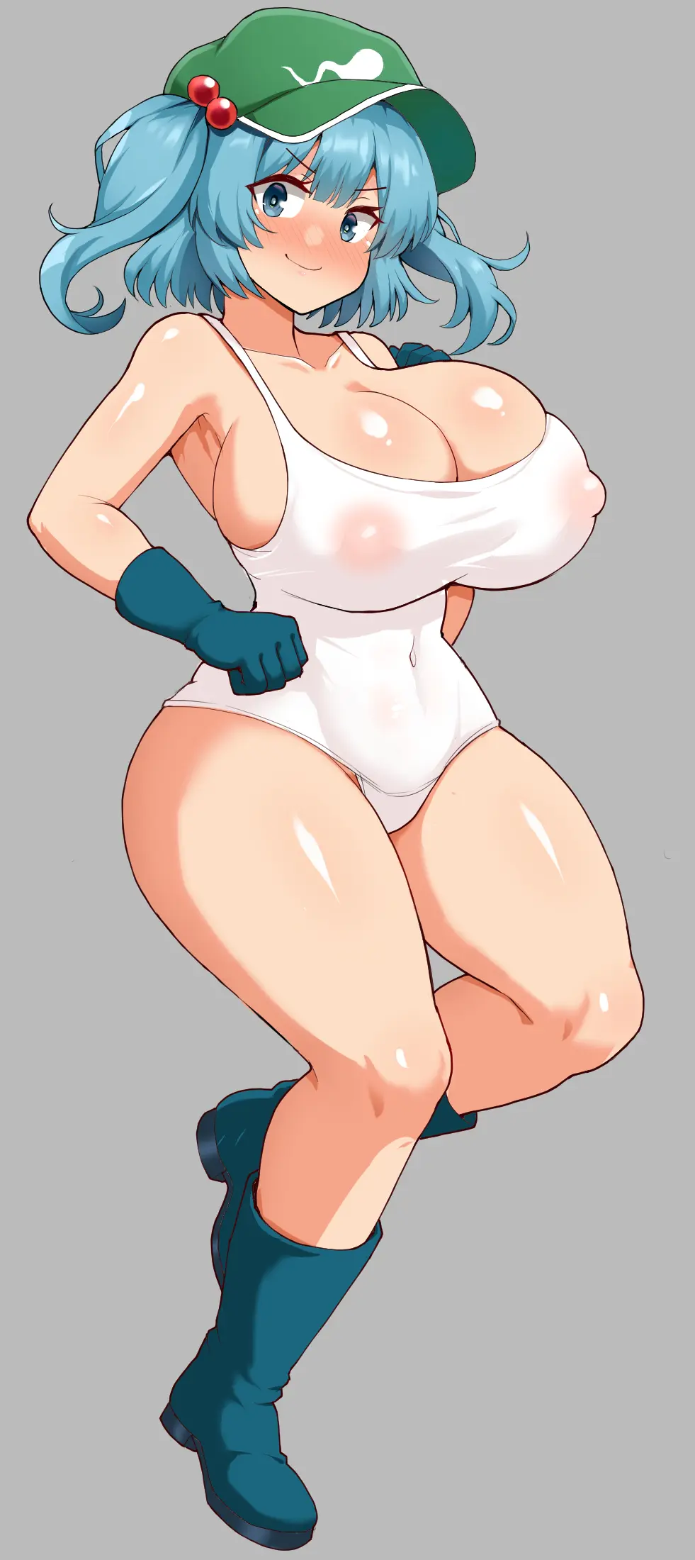 Image 1girls,big_breasts,blush,breasts,female,large_breasts,nipples,smile,touhou,blue_eyes,blue_hair,gloves,thick_thighs,thighs,voluptuous,smiling,cleavage,huge_breasts,swimsuit,busty,curvy,curvy_body,curvy_female,curvy_figure,curvaceous,nipples_visible_through_clothing,boots,haruka_(haruka_channel),halcachanel,kawashiro_nitori,nitori_kawashiro