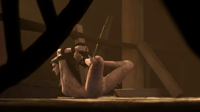 Image breasts,female,light-skinned_female,nipples,solo,black_hair,nude,pussy,ass,feet,completely_nude,3d,restrained,captured,bondage,the_witcher_(series),the_witcher_3:_wild_hunt,captured_heroine,yennefer,dirty_body,fatcat17