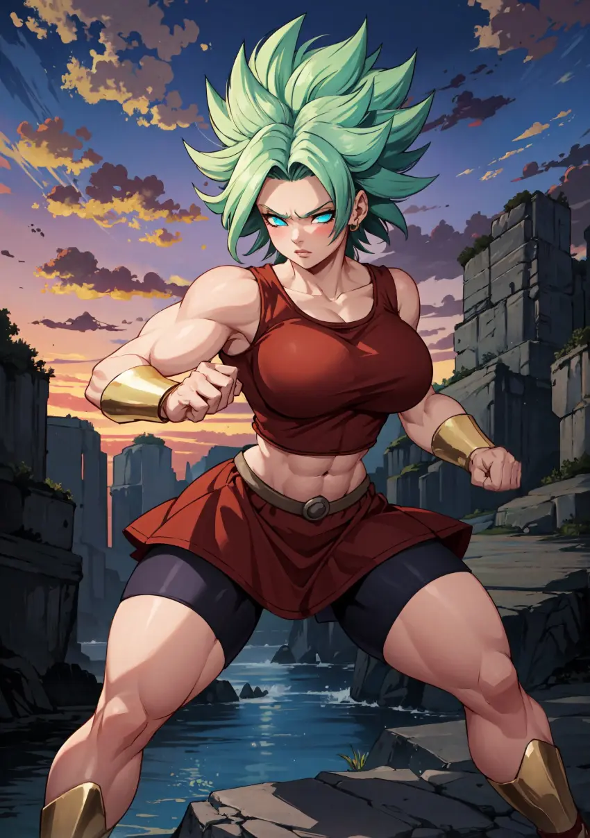 Image 1girls,female,female_only,looking_at_viewer,solo,ai_generated,dragon_ball,dragon_ball_super,kale,makimass_ai