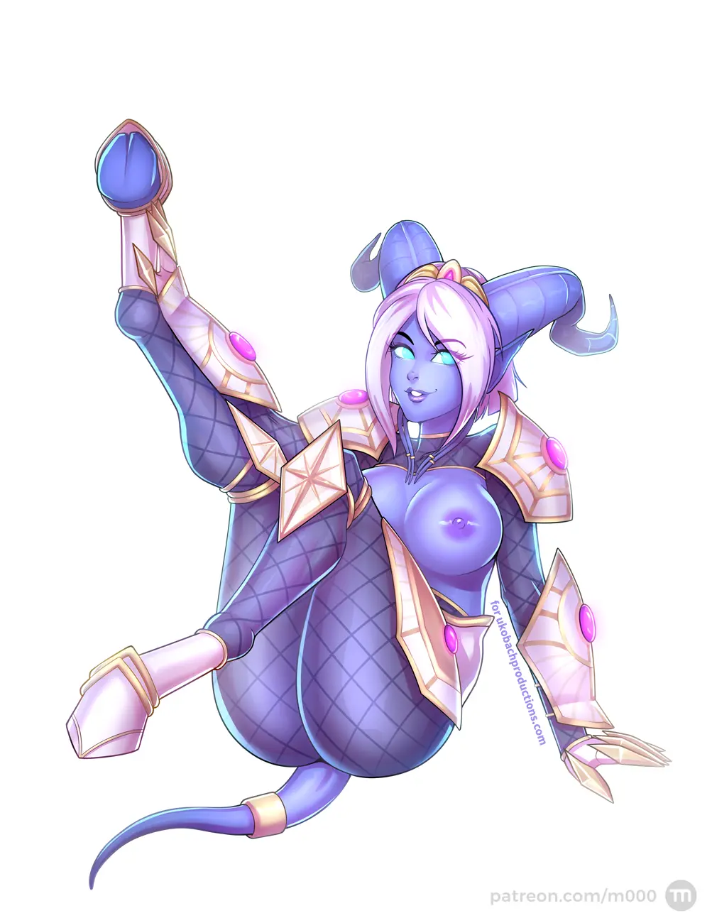 Image 1girls,big_breasts,breasts,female,looking_at_viewer,solo,white_hair,warcraft,world_of_warcraft,pinup,blizzard_entertainment,blue_skin,draenei,yrel,m000