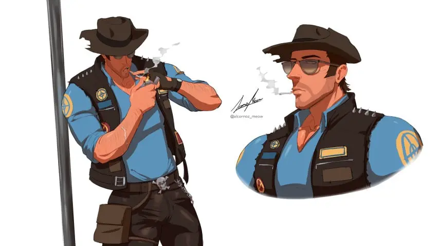 Image clothing,hi_res,highres,solo,1boy,male,muscular,muscular_male,male_only,yaoi,aged_up,bara,bulge,erection_under_clothes,penis_outline,tight_clothing,2024,big_bulge,team_fortress_2,valve,valve_(company),tf2,sniper_(team_fortress_2),alcornoz