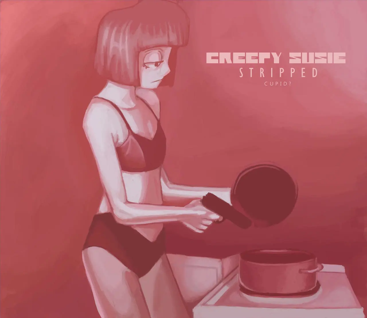 Image 1girls,female,bra,panties,underwear,pale-skinned_female,underwear_only,goth,goth_girl,adult_swim,gun,parody,album_cover,pot,oven,creepy_susie,the_oblongs