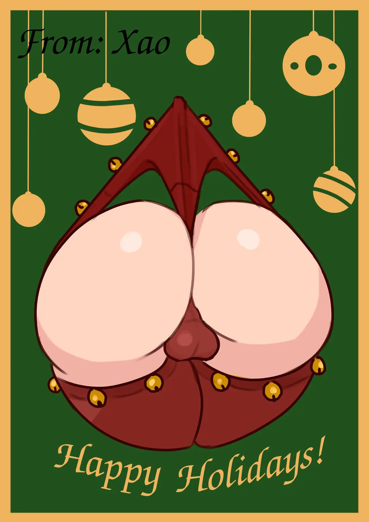 Image male,bubble_butt,male_only,solo_male,holidays,wedgie,backsack,butt_focus,greeting_card,gubblenub,hanging_wedgie,officer_xao