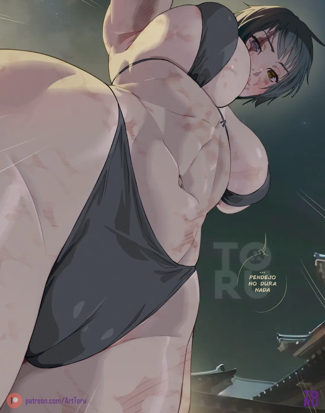 Image 1girls,female,female_only,light-skinned_female,light_skin,looking_at_viewer,solo,text,tagme,cameltoe,low-angle_view,spanish_text,jujutsu_kaisen,zenin_maki,arttoru