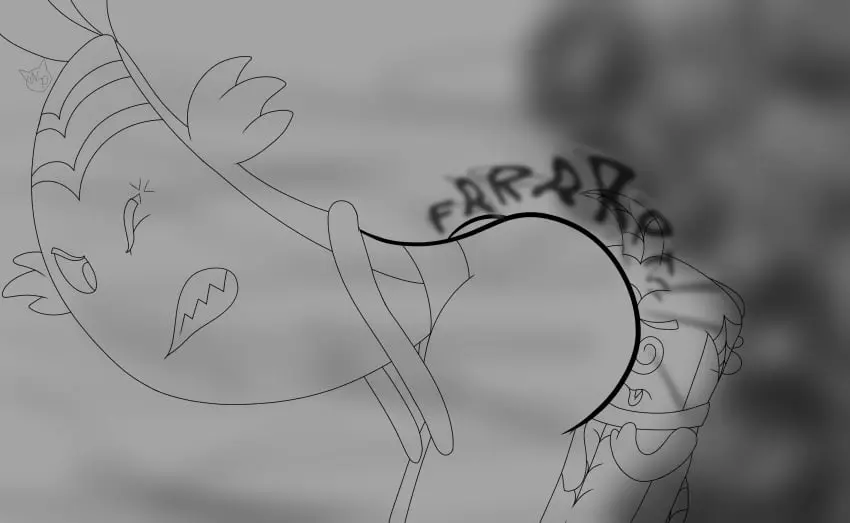 Image male,tongue_out,tongue,2boys,digital_drawing_(artwork),digital_media_(artwork),monochrome,bent_over,angry,line_art,commission,anger_vein,scarf,onomatopoeia,fart,fart_cloud,fart_fetish,farting_on_another,farting,commissioner_upload,food_creature,living_food,oc_x_canon,swirly_eyes,farting_in_face,anger_symbol,ebi_(kobushi),kobushi_(cartoon),neko_petter,unagi_(kaithedumbass02)