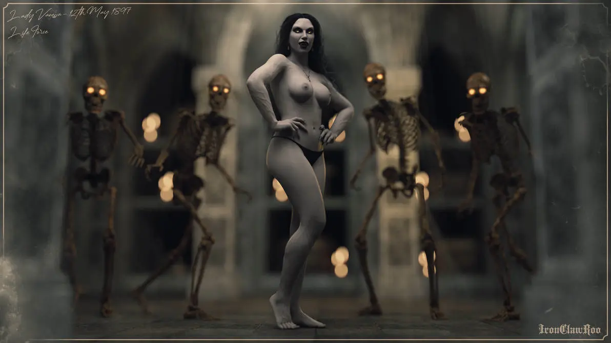 Image 1girls,female,black_hair,panties,original,3d,black_panties,topless,vampire,vampire_girl,topless_female,skeleton,ironclawroo,vanessa_(ironclawroo)