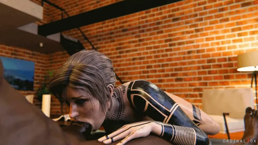Image 1girls,female,1boy,male,penis,dark-skinned_male,interracial,balls,huge_cock,3d,blowjob,deepthroat,animated,balls_deep,tattoos,looping_animation,lara_croft,tomb_raider,lara_croft_(survivor),body_tattoo,ordinal3dx