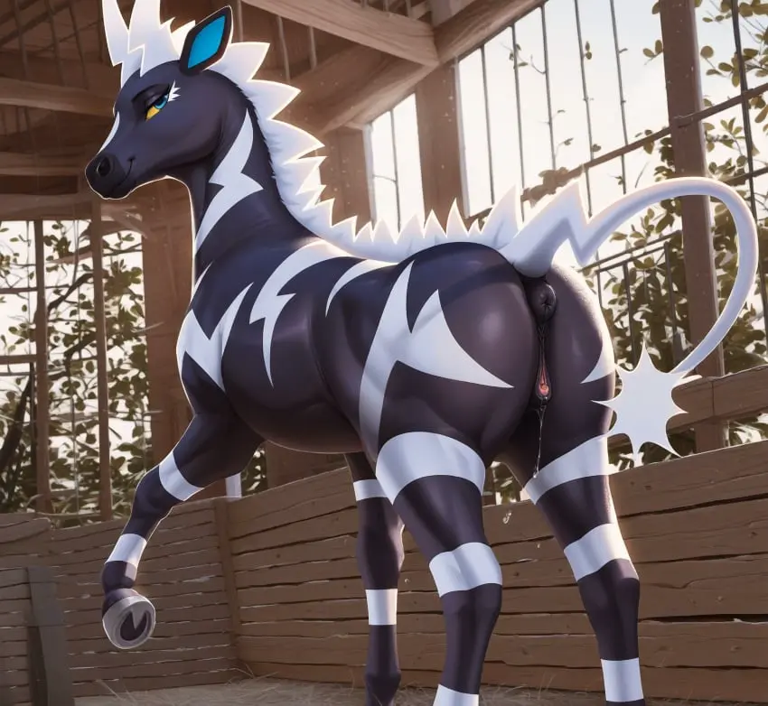 Image female,hi_res,looking_at_viewer,solo,blue_eyes,pokemon,pokemon_(species),pussy,ass,looking_back,ai_generated,anus,pussy_juice,presenting,genital_fluids,bodily_fluids,genitals,inside,mammal,generation_5_pokemon,presenting_hindquarters,animal_genitalia,hooves,looking_back_at_viewer,feral,presenting_pussy,animal_pussy,equine_genitalia,equine_pussy,equid,equine,novelai,pokemon_bw,zebstrika,count_grey,female_zebstrika