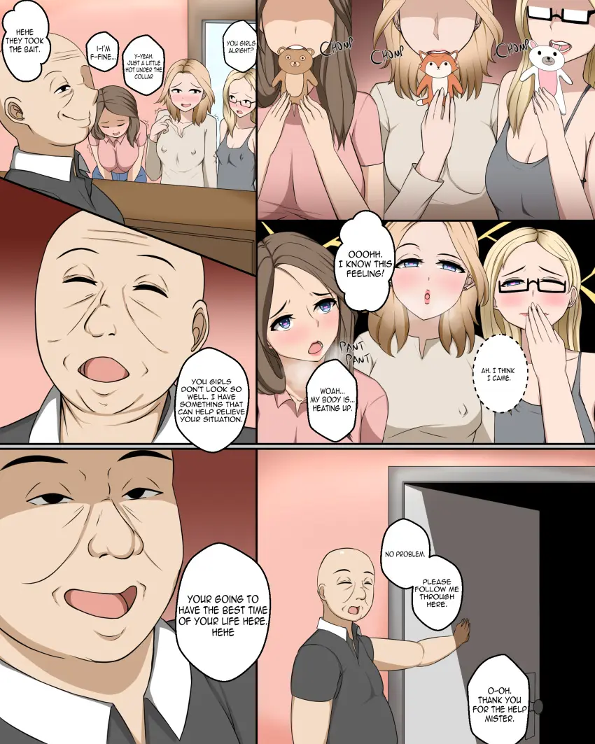 Image female,blue_eyes,multiple_girls,glasses,text,blonde_hair,original,english_text,3girls,original_characters,english,toui