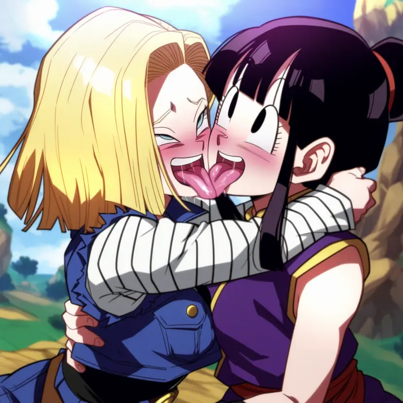 Image female,2girls,ai_generated,ahe_gao,android_18,dragon_ball,dragon_ball_z,yuri,sloppy,kissing,chichi,tongue_kiss,2milfs,french_kissing,powerhouserift,tongue_touching_another's_tongue,tongues_touching
