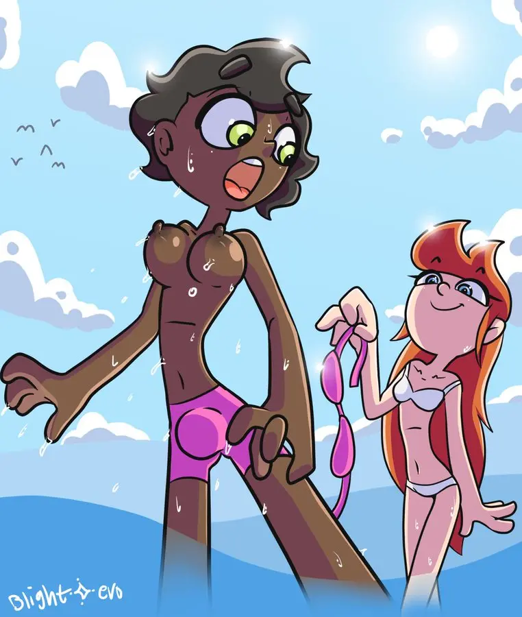 Image breasts,large_breasts,light_skin,long_hair,open_mouth,standing,black_hair,blue_eyes,short_hair,yellow_eyes,bikini,small_breasts,futanari,intersex,dark_skin,interracial,ocean,artist_name,ginger,original,canon_couple,cloud,smug,white_bikini,bikini_top,undressing_another,bulge_through_clothing,sunlight,foreshortening,in_water,pink_bikini,no_penetration,suprised,intersex/intersex,bikini_top_removed,blightstar,emily_(blightstar),jess_(blightstar),stealing_clothes,swim_trunks