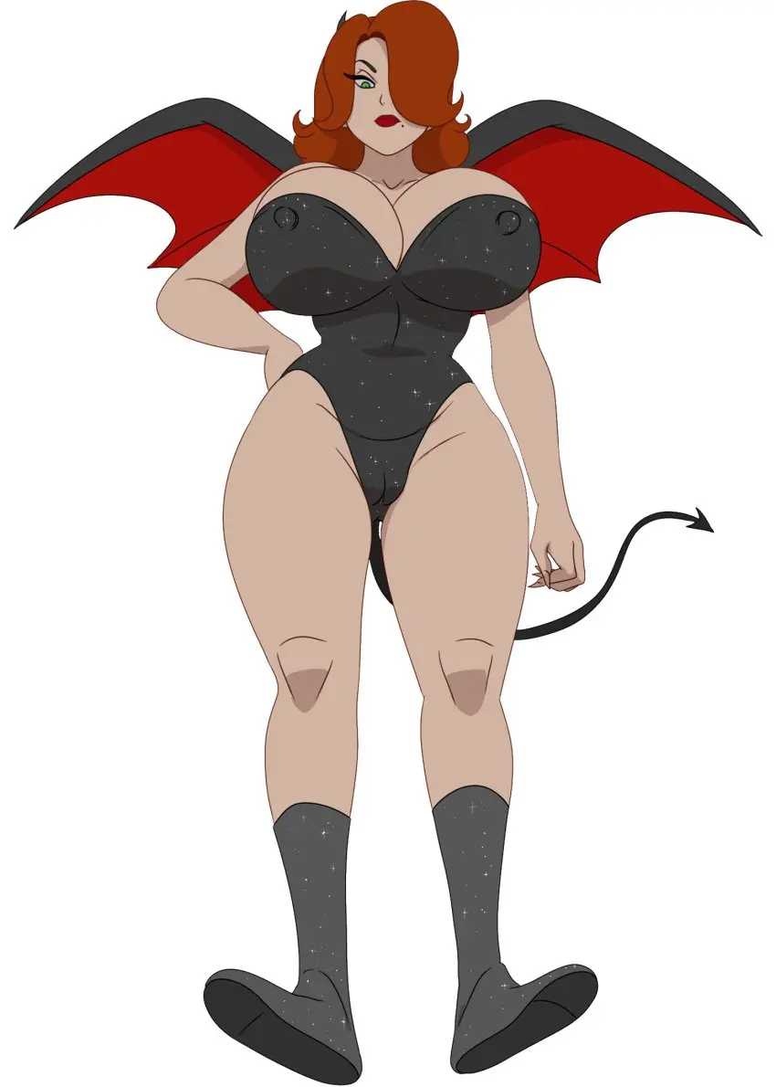 Image big_breasts,breasts,female,looking_at_viewer,tail,thick_thighs,milf,orange_hair,huge_breasts,wings,tagme,makeup,big_nipples,angry,shoes,succubus,beauty_mark,inusen,cili_(disscreenvision),discreenvision,the_secret_of_the_house