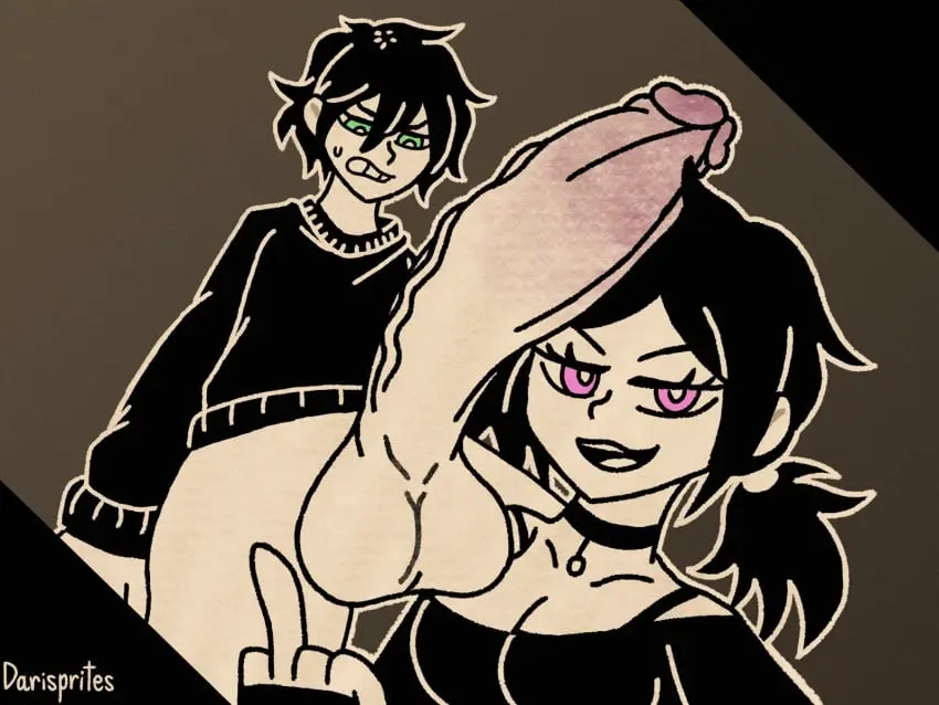 Image 1girls,2023,breasts,female,human,simple_background,1boy,black_hair,male,penis,short_hair,choker,big_penis,ponytail,veins,artist_name,cleavage,collarbone,balls,huge_cock,male/female,veiny_penis,2d,tagme,green_eyes,medium_breasts,pink_eyes,tied_hair,cock,pale-skinned_female,testicles,pale_skin,dick,hair_between_eyes,low-angle_view,incest,bottomless,2d_(artwork),large_penis,angry,siblings,vein,gesture,middle_finger,ballsack,scrotum,brother,brother_and_sister,sister,andrew_graves,ashley_graves,black_shirt,the_coffin_of_andy_and_leyley,veiny,messy_hair,veins_on_dick,alternate_version_at_source,pale-skinned_male,no_text_version,darisprites,jumper
