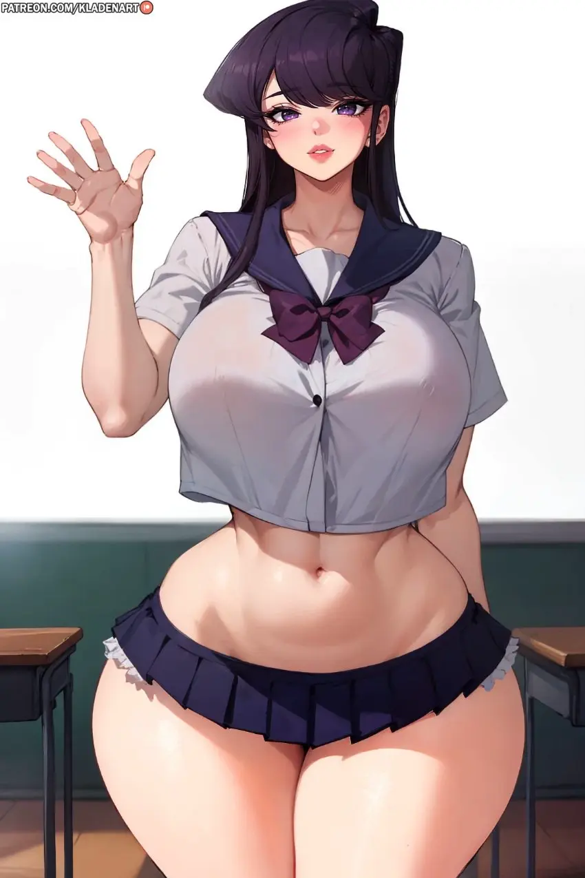 Image 1girls,big_breasts,blush,breasts,clothing,female,female_only,large_breasts,light-skinned_female,light_skin,long_hair,looking_at_viewer,solo,standing,bangs,black_hair,big_ass,big_butt,seductive_look,thick_thighs,voluptuous,milf,wide_hips,watermark,shy,ai_generated,artist_name,bare_thighs,belly,belly_button,cleavage,collarbone,solo_female,solo_focus,huge_breasts,breasts_bigger_than_head,stable_diffusion,voluptuous_female,parted_lips,purple_eyes,school_uniform,curvy_body,curvy_female,curvy_figure,curvy_hips,inviting,pinup,mature_female,hair_between_eyes,presenting,red_lipstick,skirt,fit,fit_female,hourglass_figure,tight_clothing,revealing_clothes,stomach,presenting_breasts,lipstick,curvaceous,thick_hips,wide_thighs,sagging_breasts,wife,breast_focus,front_view,mommy,top_heavy,giant_breasts,uniform,waving,waving_hand,classroom,toned,toned_female,facing_viewer,tight_clothes,top_heavy_breasts,komi-san_wa_komyushou_desu,komi_shouko,waving_at_viewer,kladenart,puffy_lips,kladen