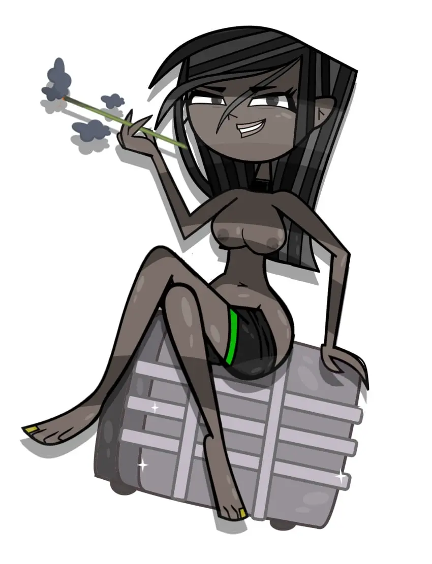Image 1girls,female,dark_skin,original_character,dark-skinned_female,total_drama_island,oc,smoking,kingflurry51
