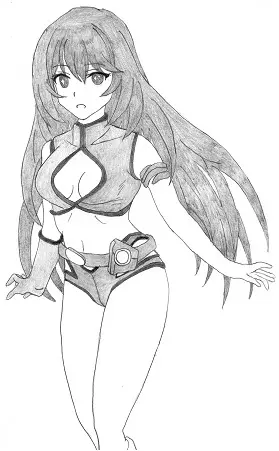 Image 1girls,breasts,female,female_only,large_breasts,long_hair,belly,teenager,teenage_girl,monochrome,shorts,young,younger_female,shokuhou_misaki,slim_girl,sparkling_eyes,to_aru_majutsu_no_index
