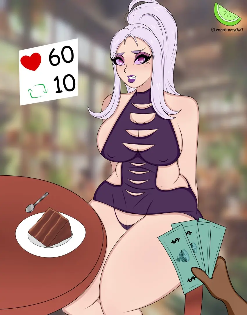 Image 1girls,big_breasts,breasts,clothed,clothing,female,long_hair,looking_at_viewer,male,thick_thighs,thighs,dark-skinned_male,dark_skin,milf,dress,purple_eyes,purple_hair,pov,partially_clothed,chubby,chubby_female,league_of_legends,money,holding_money,inminent_sex,lemongummyowo,syndra