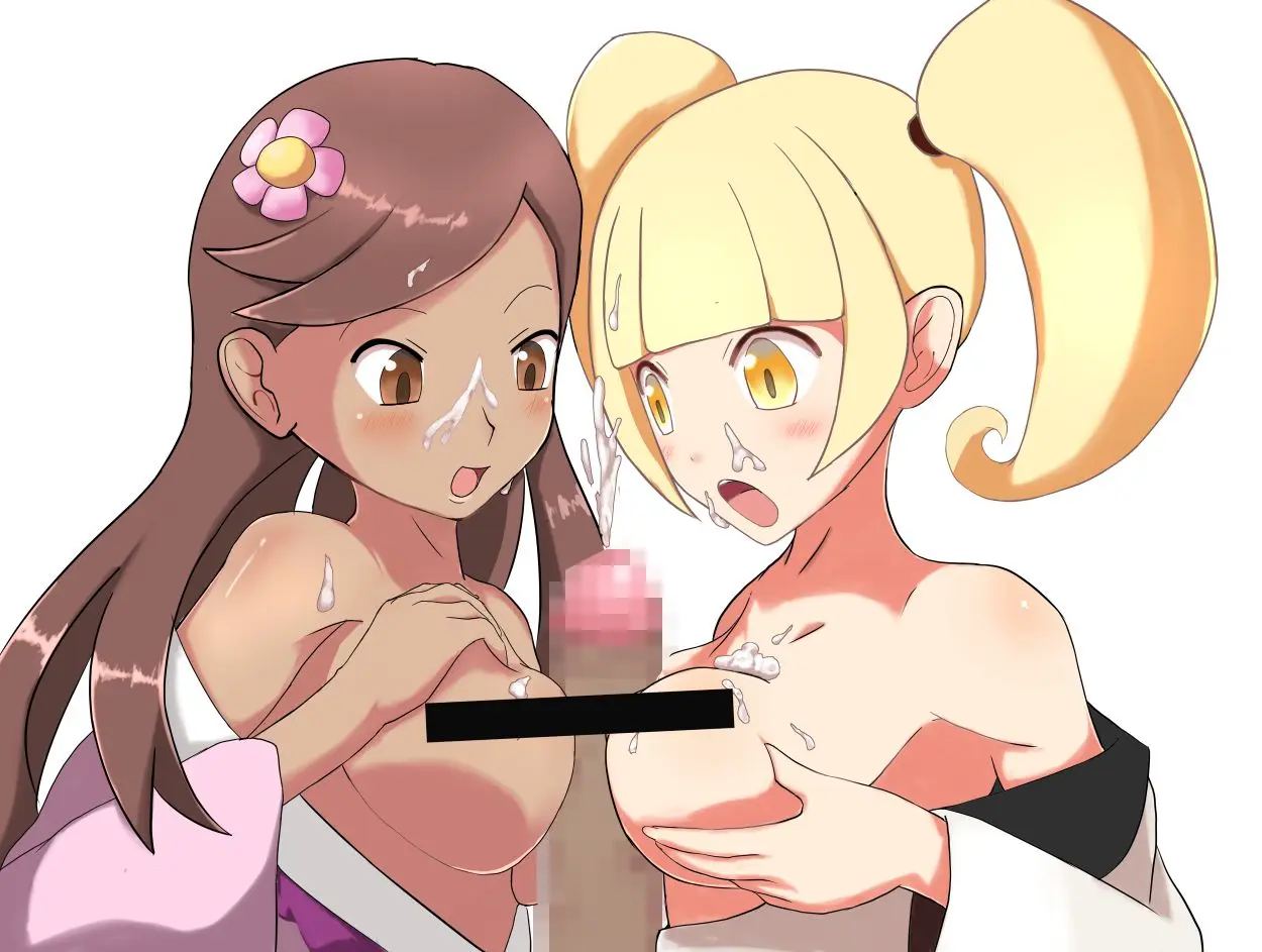 Image blush,breasts,brown_eyes,exposed_breasts,female,long_hair,nipples,2girls,black_hair,cum,cum_on_face,nude,pokemon,pussy,sex,dark_skin,flower_in_hair,naked,paizuri,artist_request,censored,brown_hair,mosaic_censoring,dark-skinned_female,nintendo,flower,:d,censor_bar,:0,pokemon_xy,japanese_clothes,chocolate_and_vanilla,gym_leader,npc_trainer,collaborative_paizuri,furisode_girl_(pokemon),furisode_girl_blossom,furisode_girl_katherine