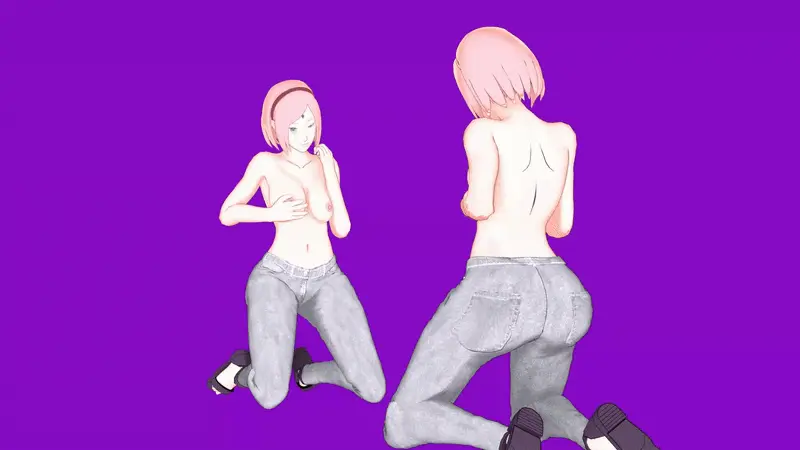 Image breasts,female,large_breasts,nipples,pants,simple_background,solo,ass,kneeling,hairband,pink_hair,green_eyes,looking_down,3d,topless,animated,breasts_squeezed_together,bouncing_breasts,naruto,naruto_(series),sakura_haruno,boruto:_naruto_next_generations,topless_female,sandals,hand_on_own_chest,rubbing_breasts,grey_pants