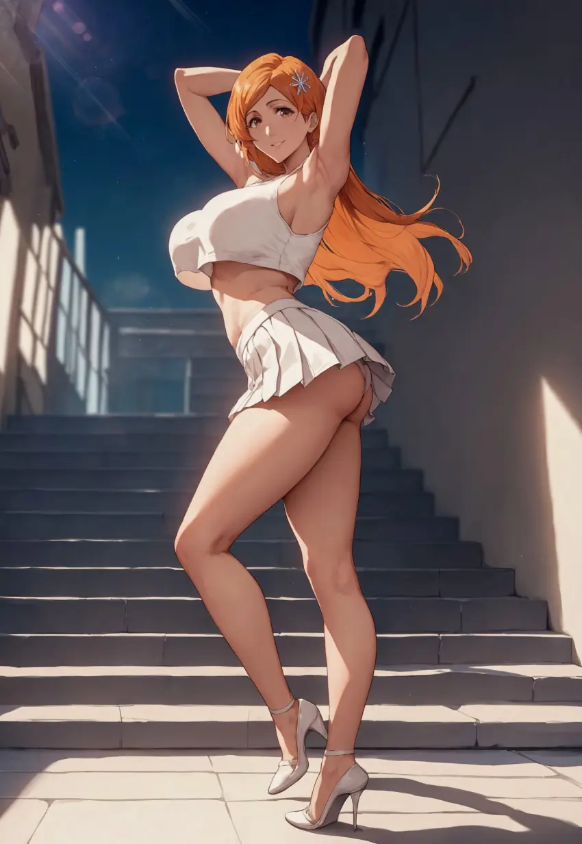 Image 1girls,big_breasts,blush,breasts,brown_eyes,female,hair_ornament,large_breasts,long_hair,looking_at_viewer,no_bra,shirt,solo,very_long_hair,panties,ass,bubble_ass,bubble_butt,looking_back,thick_thighs,thighs,voluptuous,ai_generated,arms_behind_head,arms_up,bare_shoulders,bare_thighs,midriff,orange_hair,underboob,huge_breasts,thick_ass,stable_diffusion,teenager,nai_diffusion,teenage_girl,curvy,curvy_body,curvy_female,curvy_figure,pinup,outdoors,presenting,miniskirt,skirt,hourglass_figure,heels,high_heels,revealing_clothes,sleeveless,sleeveless_shirt,alternate_costume,flower,hairpin,ass_focus,hanging_breasts,curvaceous,bleach,alley,skimpy,skimpy_clothes,sagging_breasts,presenting_hindquarters,mommy,full_body,looking_back_at_viewer,g-string,bleach:_the_thousand-year_blood_war,crop_top,presenting_ass,bare_ass,underass,teen,stairs,oppai,inoue_orihime,alex-schura,flower_hair_ornament