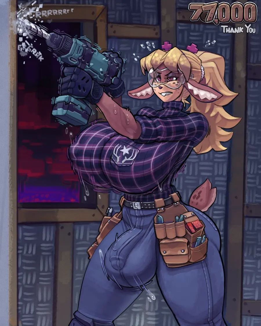 Image big_breasts,breasts,clothed,clothing,long_hair,pants,solo,sweat,tail,futanari,intersex,hair,anthro,text,sweatdrop,bulge,bodily_fluids,mammal,christmas,sound_effects,english_text,2024,biped,deer,tuft,holidays,raised_tail,deltarune,detailed_bulge,hyper_genitalia,denim,jeans,undertale_(series),bottomwear,inner_ear_fluff,pivoted_ears,ears_down,noelle_holiday,denim_bottomwear,denim_clothing,tools,drill,wall_(structure),new_world_deer,reindeer,snao,logo_on_clothing,protective_eyewear