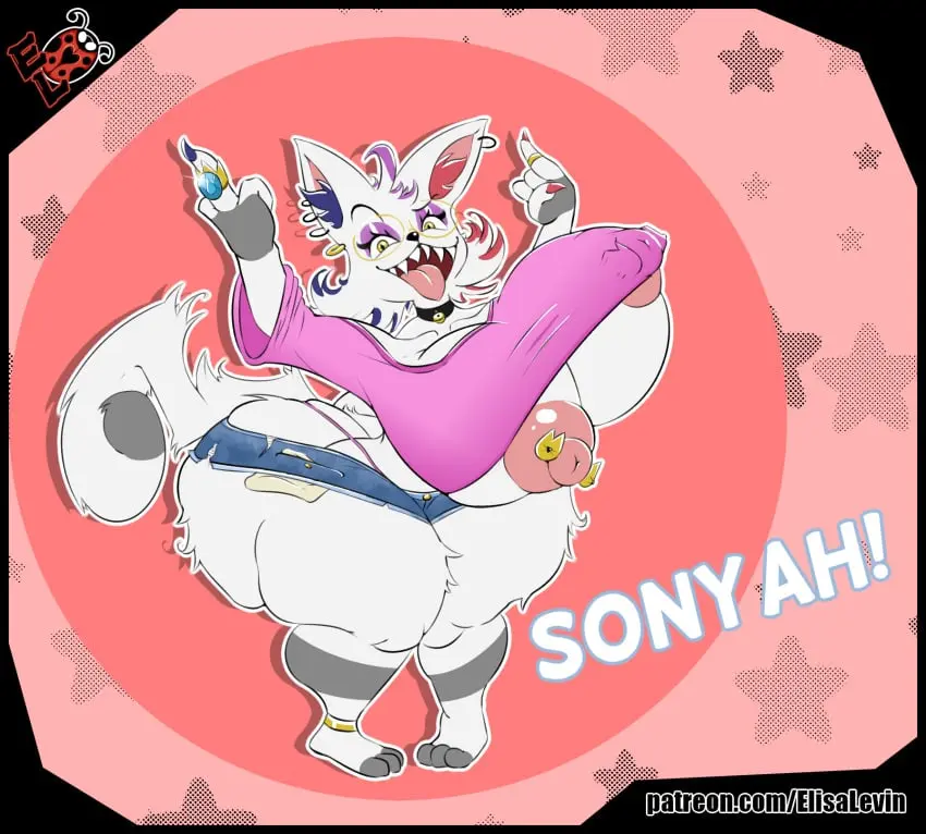 Image big_breasts,breasts,clothing,female,hi_res,nipples,shirt,simple_background,solo,choker,ass,big_butt,huge_butt,thick_thighs,jewelry,shaded,teeth,huge_breasts,anthro,piercing,necklace,sharp_teeth,fur,mammal,shorts,feline,puffy_nipples,white_body,nipple_outline,nipple_piercing,huge_thighs,topwear,white_fur,felid,simple_shading,domestic_cat,felis,wardrobe_malfunction,bottomwear,pink_clothing,ass_cleavage,pink_topwear,pink_shirt,butt_crack,hotpants,elisalevin