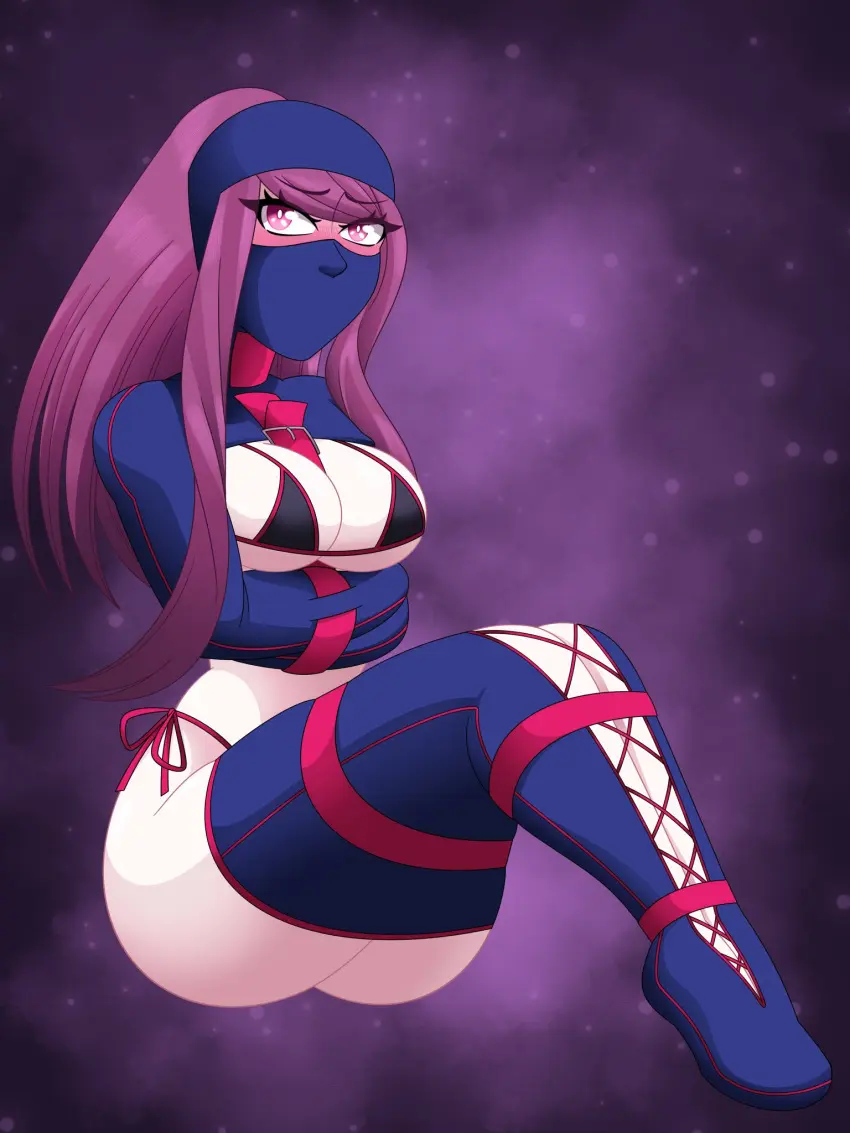 Image 1girls,blush,breasts,female,female_only,large_breasts,long_hair,looking_at_viewer,solo,very_long_hair,bangs,bra,panties,underwear,thighs,ponytail,bare_thighs,cleavage,sideboob,underboob,legs,pink_eyes,sitting,purple_hair,nintendo,restrained,fire_emblem,bondage,femsub,alternate_hairstyle,bound,gag,fire_emblem_engage,ivy_(fire_emblem),bare_legs,red_panties,arms_under_breasts,black_bra,bound_arms,red_bra,bound_legs,straitjacket,bondage_hood,bearbuckscoffee