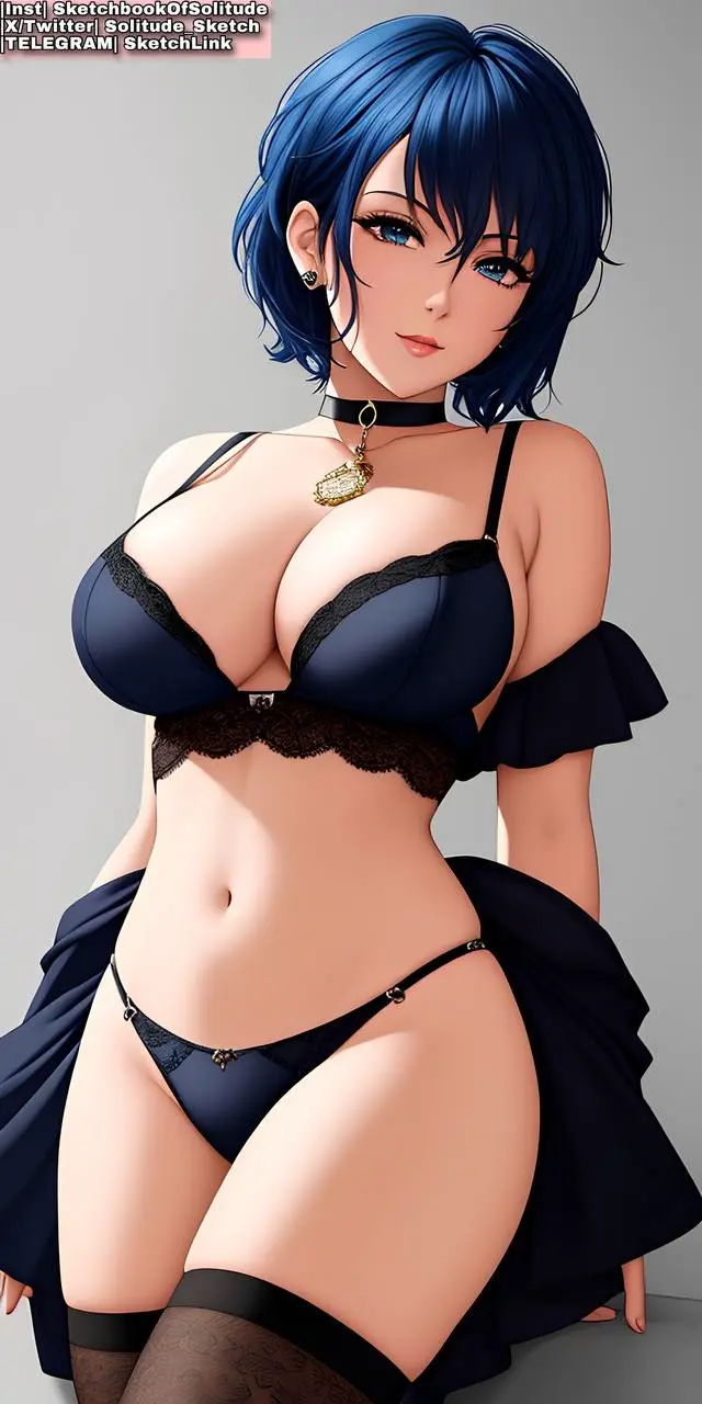 Image big_breasts,breasts,female,female_only,blue_hair,thighhighs,choker,bra,panties,underwear,thick_thighs,thighs,milf,ai_generated,underwear_only,female_human,anime,anime_style,ai_hands,blue_panties