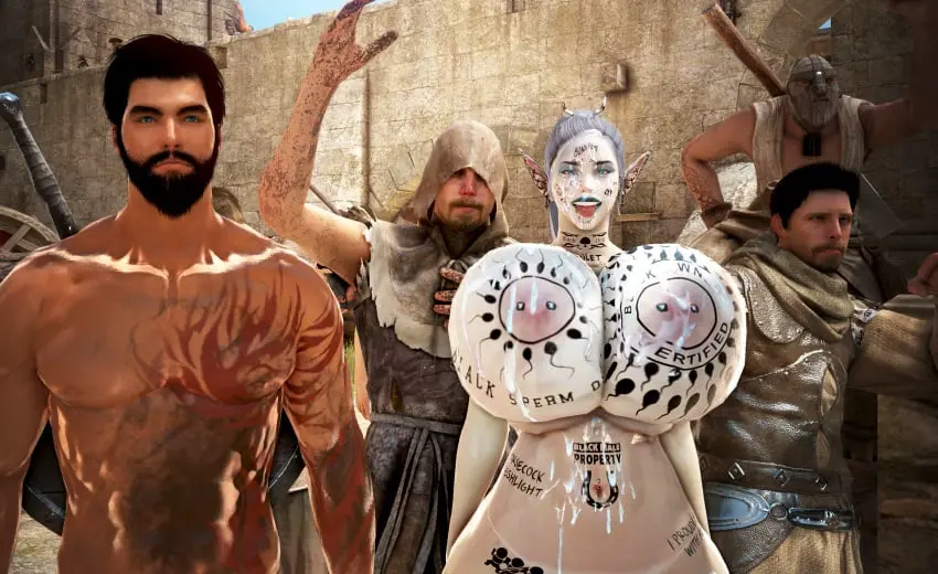Image breasts,female,tattoo,huge_breasts,elf,3d,humiliation,bimbo,body_writing,qos,queen_of_spades,dark_elf,degradation,screenshot,tattoos,onahole,elves,cumdumpster,bdo,black_desert_online,cow_tits,snow_elf,yourbdowhore