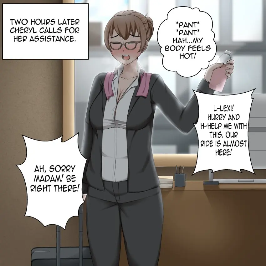Image 1girls,big_breasts,breasts,female,cleavage,glasses,text,original,original_character,busty,curvy,curvy_body,curvy_female,curvy_figure,closed_eyes,english_text,curvaceous,english,eyes_closed,toui,age_regression,becoming_younger