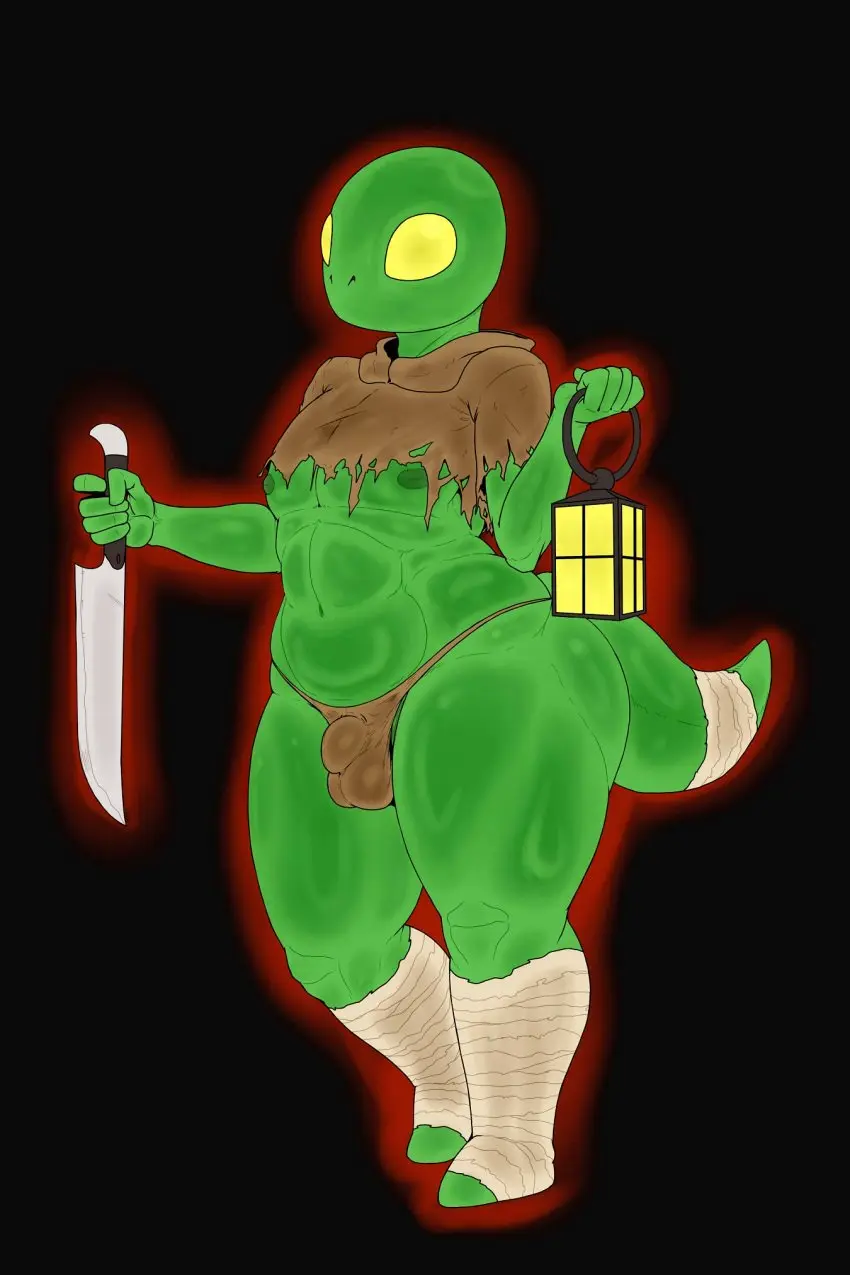Image 1boy,male,color,fat_ass,monster,bulge,final_fantasy,thong,solo_male,non-human,bandages,non-human_only,chubby_male,knife,tonberry,kiahl,lobsterkiahl