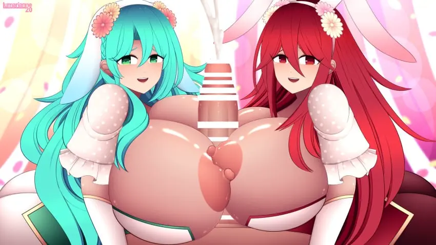 Image big_breasts,breasts,breasts_out,female,large_breasts,long_hair,looking_at_viewer,nipples,open_mouth,red_eyes,smile,very_long_hair,1boy,2girls,blue_hair,cum,ffm_threesome,group_sex,male,penis,straight,threesome,red_hair,ass,big_ass,female_focus,sex,voluptuous,aqua_hair,color,happy,huge_breasts,gigantic_breasts,green_eyes,paizuri,happy_sex,censored,double_paizuri,curvy,ejaculation,alternate_version_available,bunny_ears,bunny_girl,nintendo,braid,pov,hair_between_eyes,bent_over,male_pov,short_sleeves,alternate_breast_size,asymmetrical_docking,breast_press,teamwork,official_alternate_costume,alternate_costume,flower,hair_flower,fire_emblem,fire_emblem_awakening,fire_emblem_heroes,bunnysuit,cumshot,large_ass,leotard,pantyhose,fire_emblem_engage,easter,alternate_ass_size,happy_paizuri,thick_cum,petals,chloe_(fire_emblem),cordelia_(fire_emblem),lumarianne20