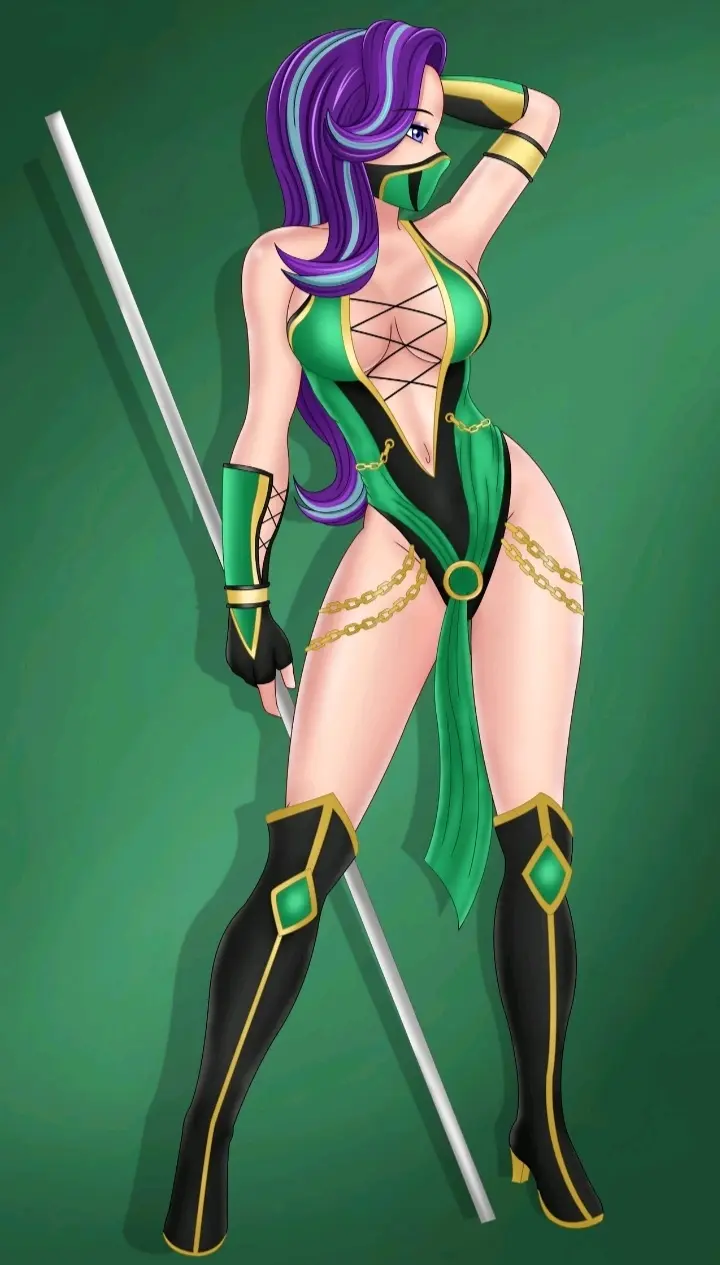 Image 1girls,big_breasts,breasts,female,female_only,large_breasts,light-skinned_female,solo,black_legwear,hand_on_head,two_tone_hair,cleavage,purple_eyes,artist_request,purple_hair,revealing_clothes,green_background,equestria_girls,hasbro,my_little_pony,arm_up,mask,green_clothing,2020,inner_sideboob,masked_female,starlight_glimmer,gold_chain,mortal_kombat,deviantart,mortal_kombat_(2011),deviantart_link,jade_(mortal_kombat)_(cosplay)