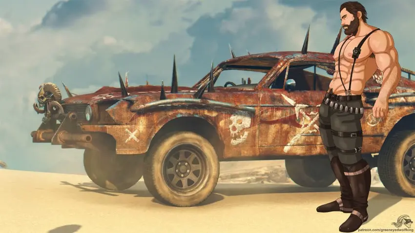 Image male,muscular,muscular_male,male_only,tagme,facial_hair,shirtless,greeneyedwolfking,mad_max,mad_max:_fury_road